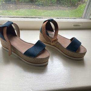 See By Chloe Glynn Platform Wedges. Barely worn. Size 38. Denim and Leather.